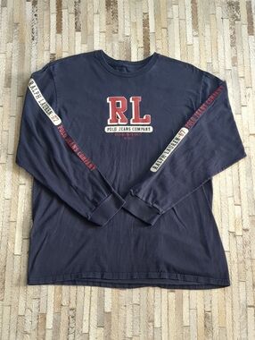 Ralph Lauren Polo Jeans Company Vintage Y2K Men's L Long Sleeve Navy Shirt